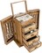 Jewelry Organizer, Rattan Jewelry Box, 5 Layer Wooden Jewelry Organizer Box with Mirror, Jewelry Boxes with 4 Drawers for Women Men, Jewelry Storage for Rings Earrings Necklaces Bracelets Watch